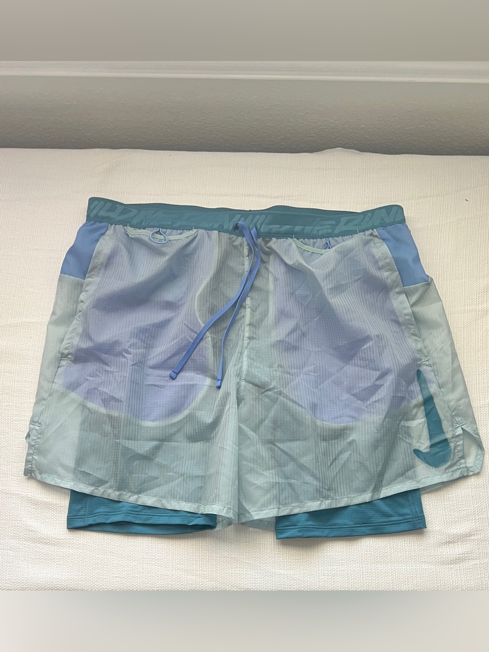 Nike Teal and Light Blue Layered Athletic Shorts